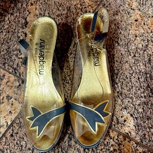 Vintage Acrylic & Gray California Magdesians Wedge Sandals - 8M. 1960’s.